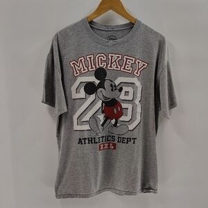 Disney Mickey Mouse Athletic Dept XL Gray Tee Pullover Crew Neck
